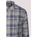 Erkek Gömlek Mavi Uzun Kol Ekose Kareli Flanel Yün Tuşeli Slim Fit Düğmeli Yaka Shirt NCS JEANS 7269 MAVİ M