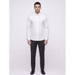 Erkek Gömlek - Slim Fit Pamuklu Esnek Kumaş - Fransız Manşetli Kol Düğmeli Klasik Uzun Kollu Gömlek (Beyaz, 5X Large)