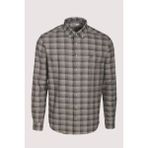 Erkek Gömlek Uzun Kol Bej Ekose Kareli Flanel Yün Tuşeli Slim Fit Düğmeli Yaka Shirt NCS JEANS 7266 - XL