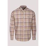 Erkek Gömlek Uzun Kol Camel Ekose Kareli Flanel Yün Tuşeli Slim Fit Düğmeli Yaka Shirt NCS JEANS 7269 - 2XL