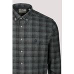 Erkek Gömlek Uzun Kol Haki Ekose Kareli Flanel Yün Tuşeli Slim Fit Düğmeli Yaka Shirt NCS JEANS 7266 HAKİ L