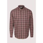 Erkek Gömlek Uzun Kol Kiremit Ekose Kareli Flanel Yün Tuşeli Slim Fit Düğmeli Yaka Shirt NCS JEANS 7266 - 3XL