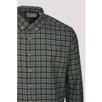 Erkek Gömlek Yeşil Uzun Kol Ekose Kareli Flanel Yün Tuşeli Slim Fit Düğmeli Yaka Shirt NCS JEANS 7270 YEŞİL S