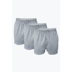 Erkek Gri 3 Lü Paket Geniş Kalıp Büyük Beden Boxer %100 Pamuk Battal Boy 3m024