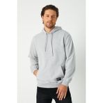 Erkek Gri Basic Kapüşonlu Regular Fit Normal Kesim 2 İplik Kumaş Günlük Sweatshirt CMRE49
