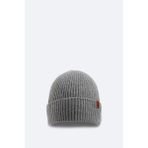 Erkek Gri Fitilli Örgü Basic Yün Bere B009200
