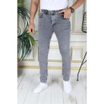 Erkek Gri Jean Likralı Denim Esnek Slim Fit Kot Pantolon Phantom Jeans Açık Gri Kot Pantolon - 38