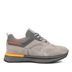 Erkek Gri Kalın Tabanlı Nubuk Deri Sneaker