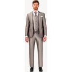 Erkek Gri Kırlangıç Yaka Yelekli Desenli Slim Fit Damatlık - 54 / 6 - 6 Drop