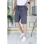 Erkek Gri Likralı Gabardin Şort Kargo Cepli Pamuklu Beli Lastikli Bağcıklı Basic Şort - 31