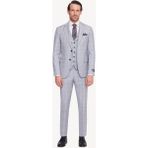 Erkek Gri Mavi Slim Fit Mono Yaka Yelekli Takım Elbise - Gri - Mavi - 48 / 6