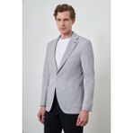 Erkek Gri Örme Desenli Slim Fit Mono Yaka Ceket - 6 Drop - 46