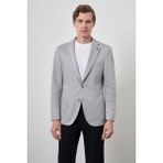 Erkek Gri Örme Slim Fit Mono Yaka Ceket - 6 Drop - 56