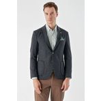 Erkek Gri Örme Slim Fit Torba Cep Mono Yaka Spor Ceket