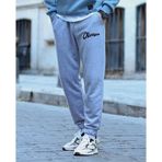 Erkek Gri Paça Lastikli Chıcago Baskılı Oversize Eşofman Alt