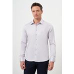 Erkek Gri Pamuk Düz Desen Sert Yaka Slim Fit Gömlek