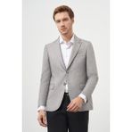 Erkek Gri Poliviskon Slim Fit Mono Yaka Klasik Ceket - 48 - 6 Drop