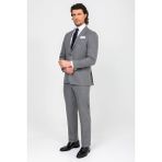 Erkek Gri Regular Fit Çift Yırtmaç Takım Elbise - 6 Drop - 58