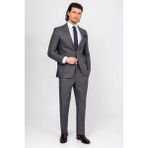 Erkek Gri Regular Fit Kareli Takım Elbise - 60 / 6 - 6 Drop