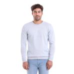 Erkek Gri Regular Fit Yünlü Düz Bisiklet Yaka Triko Kazak | 3XL