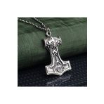 Erkek Gri Scandinavian Viking Thor Çekiç Kolye Takı Aksesuar K24 T5