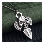 Erkek Gri Skull Head Ok Ucu Kuru Kafalı Kolye K24 T5