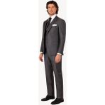 Erkek Gri Slim Fit Çift Yırtmaç Yelekli Takım Elbise - 56 / 6