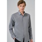 Erkek Gri Slim Fit Italyan Yaka Gömlek