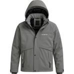 Erkek Gri Su ve Rüzgar Geçirmez Çıkartılabilir Kapüşonlu Softshell Mont&kaban