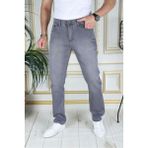 Erkek Gri Üstten Cepli Armürlü Regular Fit Rahat Kesim Esnek Chino Keten/kanvas Koton Pantolon - 34