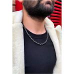 Erkek Gümüş Renk Kalınlık 5 Mm Çelik Kral Zincir