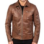 Erkek Günlük Dış Giyim Şık Stil Kafe Yarışçı Hakiki Deri Ceket - Kuzu Derisi Ceket Yarışçı için - Vintage Cafe Racer Biker Gerçek Deri Ceket, Cafe Racer2, XL