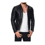 Erkek Günlük Doğal Kahverengi Racer Hakiki Deri Ceket - Moda Sokak Kıyafeti Gerçek Deri Ceket - Tasarımcı Delikli Dolgulu Kuzu Derisi Kafe Yarışçısı - Lüks Kafe Yarışçısı Günlük Deri Ceket, Cafe Race2, L