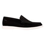 Erkek Günlük Rahat Taban%100 Sığır Derisi Astarlı Monogram Logolu Üst Yüzeyli Dikiş Detaylı Siyah Loafer Ayakkabı 50541738-001
