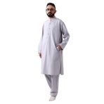 Erkek Hac ve Umre Kıyafeti İkili Alt Üst Afgan Takım Gri Gri S