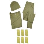 Erkek Haki Askeri Termal Takım + 6 Çift Çorap + Bere, Karışık, 2XL, BTTBAK103993499418810