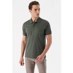 Erkek Haki Basic Düz %100 Pamuk Dynamic Fit Rahat Kesim Kısa Kollu Polo Yaka Tişört