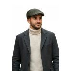 Erkek Haki Kapitone Desenli Kasket Şapka - Kışlık Flat Cap8176