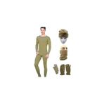 Erkek Haki Termal Içlik Set Polar Şapka Eldiven Boyunluk Ve Termal Çorap