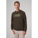 Erkek Haki Trend Baskılı Bisiklet Yaka Sweatshirt