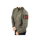Erkek Haki Yeşil Cep Detaylı Polar Ceket