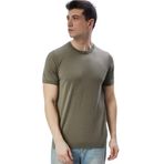 Erkek Haki%100 Pamuk Bisiklet Yaka Kısa Kollu Triko Kazak TRIST-7106 -XL