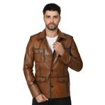 Erkek Hakiki Deri Ceket Kahverengi 265 (Kahverengi, M)