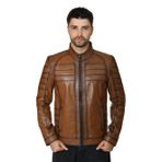Erkek Hakiki Deri Ceket Yeşil 3021SPR (Kahverengi, 7XL)