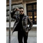 Erkek Hakiki Deri Trençkot - Kahverengi - 5XL