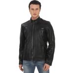 Erkek Hakiki Derimont Siyah Kuzu Derisi Ceket Fermuarlı Cepli El Yapımı Motorcu Tarzı Slim Fit