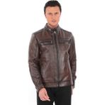 Erkek Hakiki Kuzu Deri Ceket - 4XL - Kahverengi