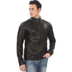 Erkek Hakiki Kuzu Derisi Ceket Slim Fit Siyah Fermuarlı Deri Mont Tarz Şık ve Modern Tasarım