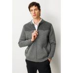 Erkek Hakim Yaka Göğsü ve Cebi Keçe Triko Yün Mont Füme - 2XL - 3XL