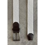 Erkek Hasır Örgü Kemer - 130 cm - Beyaz